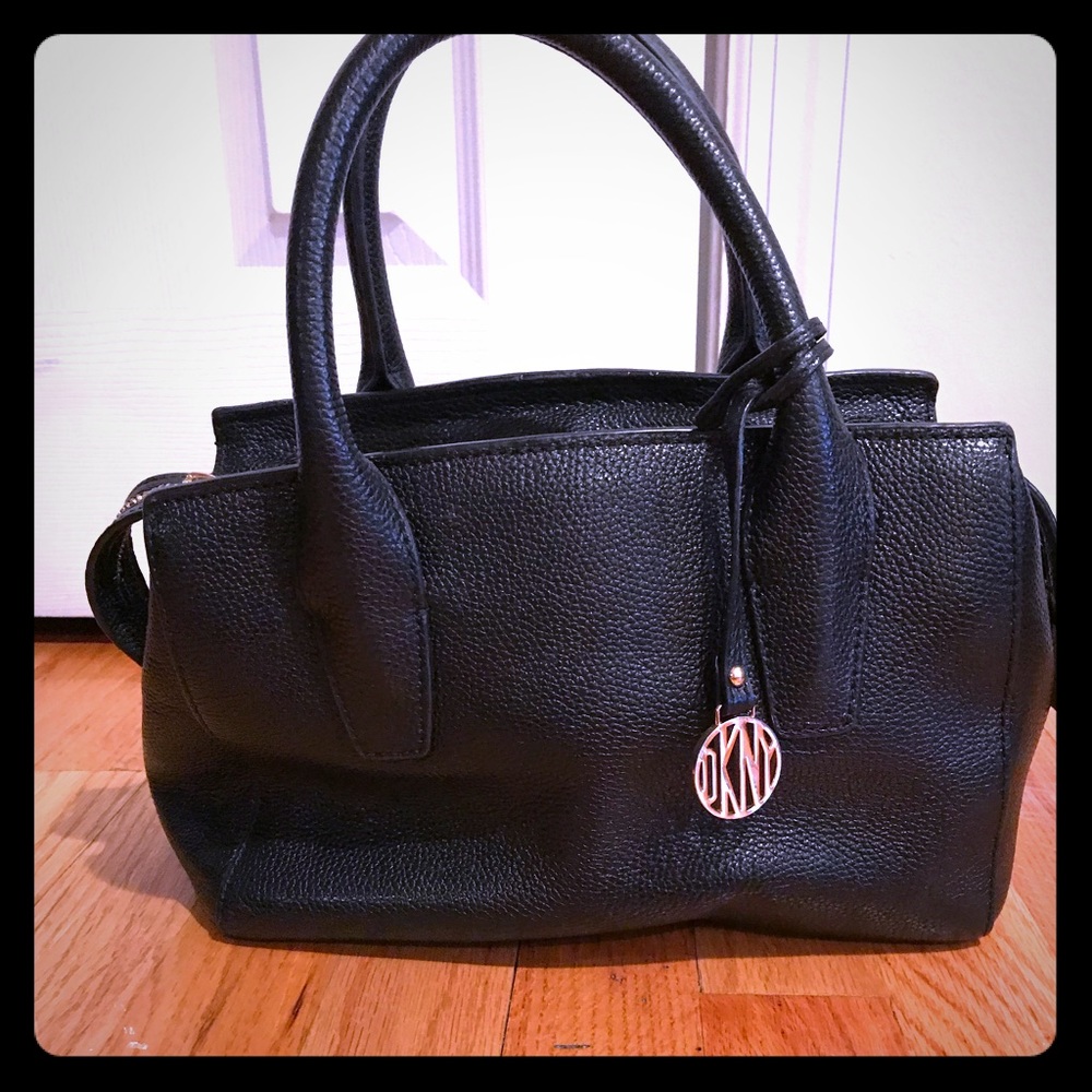 DKNY Black leather 2 way satchel purse